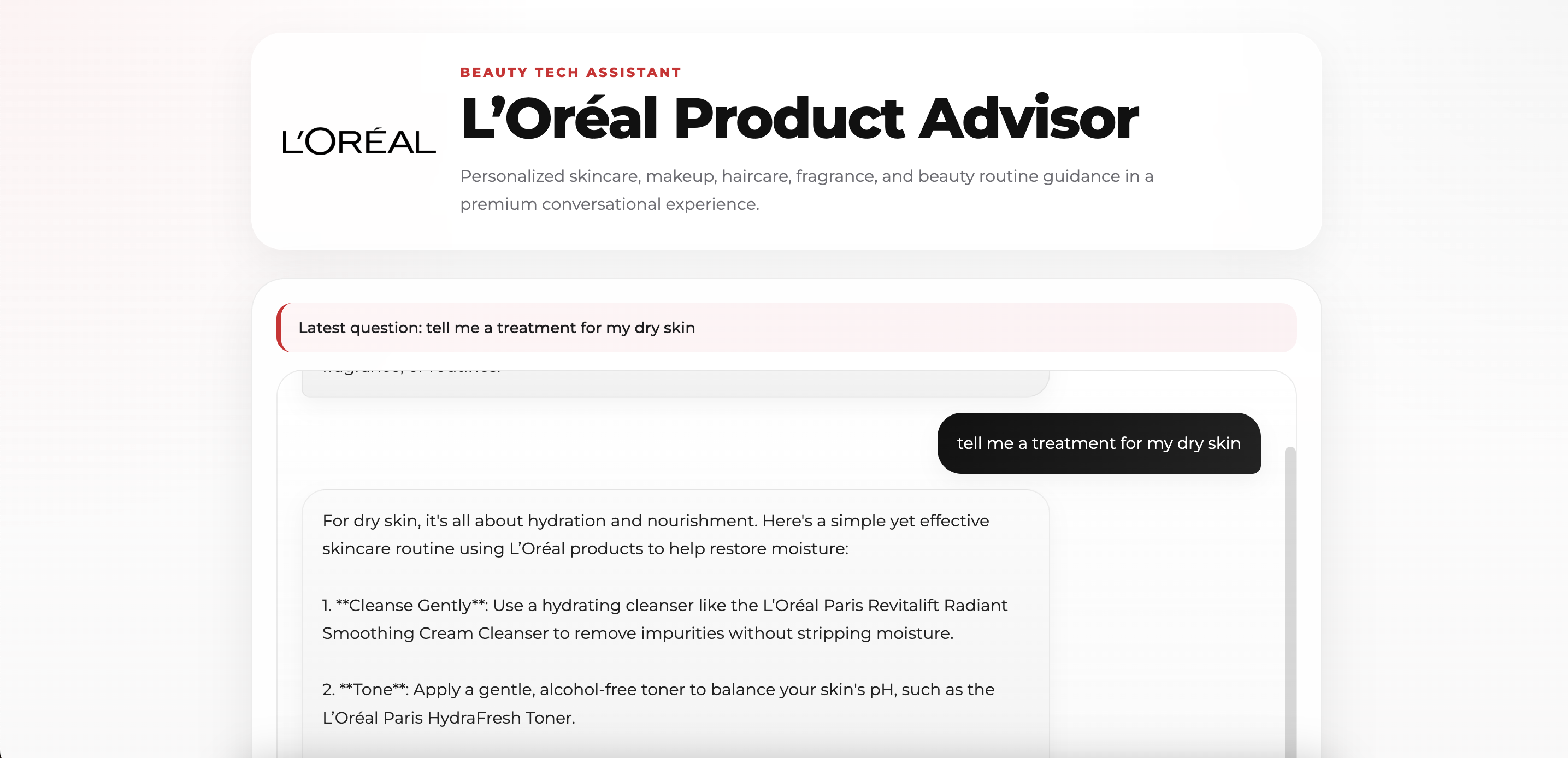 L'Oréal AI Beauty Advisor preview